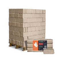 Laden Sie das Bild in den Galerie-Viewer, Heizfuxx RUF Original Red Hartholzbriketts – 960 kg Palette (96 x 10 kg) Premium Holzbriketts für Kamin &amp; Ofen