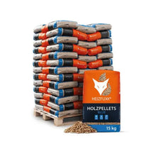 Laden Sie das Bild in den Galerie-Viewer, Heizfuxx Holzpellets Blau ENplus A1 – 975 kg Palette (65 x 15 kg) | Premium Pellets für Pelletöfen und Heizsysteme