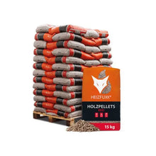 Laden Sie das Bild in den Galerie-Viewer, Heizfuxx Holzpellets Red ENplus A1 – 975 kg Palette (65 x 15 kg) | Premium Heizpellets aus Nadelholz